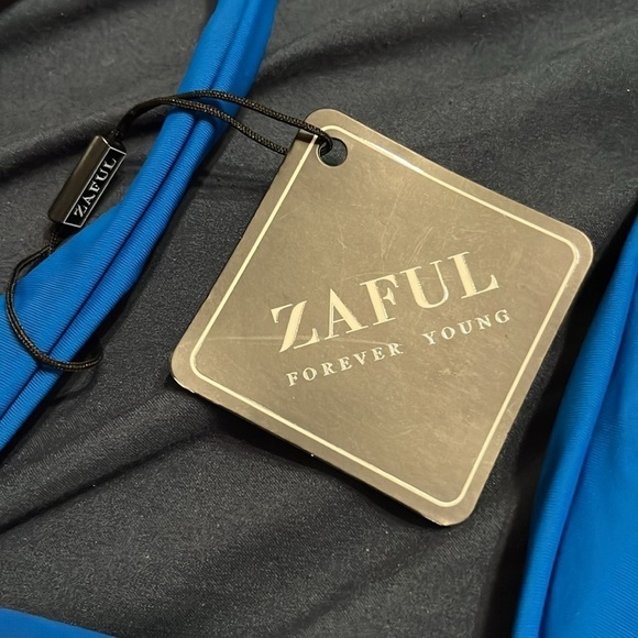 NWT ZAFUL Front Knot Bikini Top Crop Tankini Top Scoop Neck Padded XXL - Picture 4 of 5